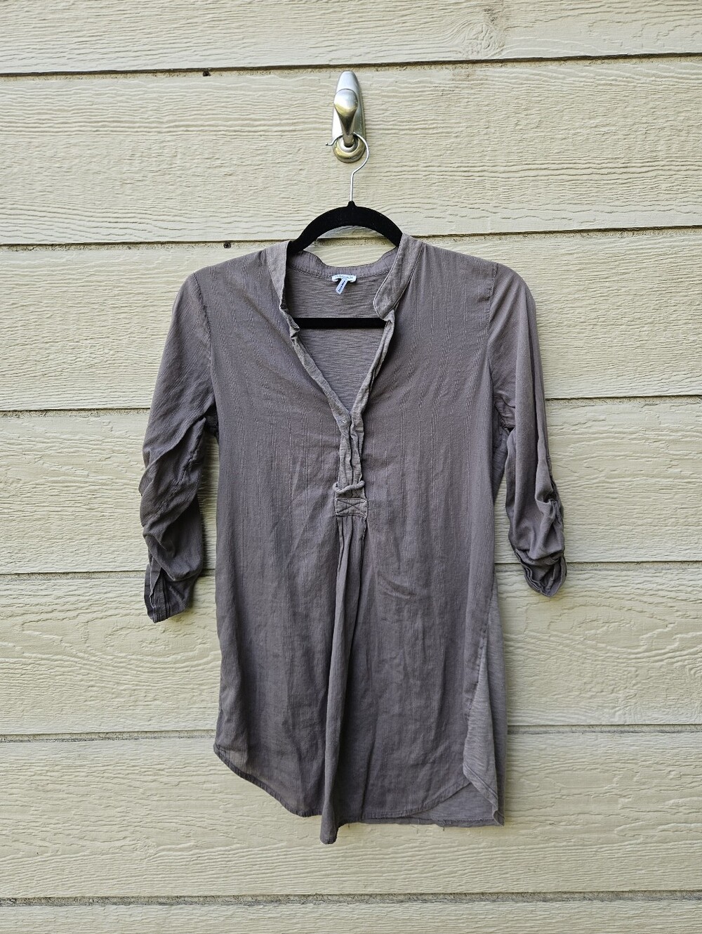 Splendid olive taupe lightweight popover top 3/4 sleeves small